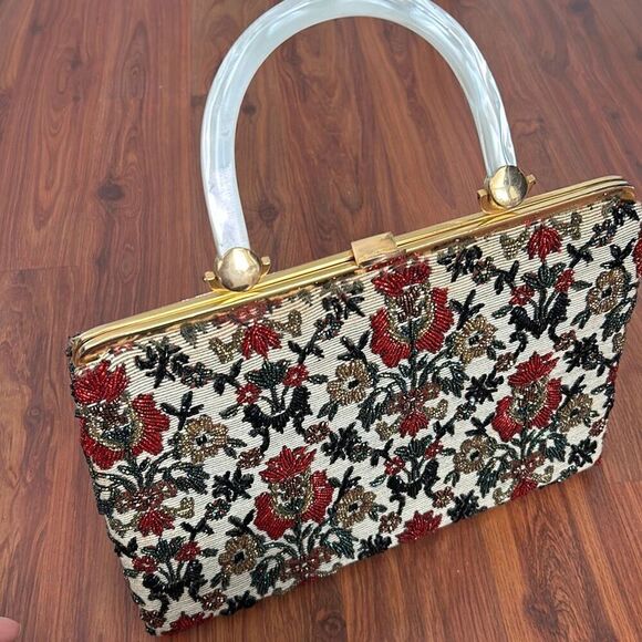 Stunning vintage tapestry beaded handbag loose site handle made in Hong Kong - Picture 1 of 10